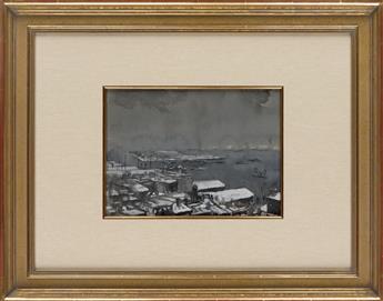 JOSEPH PENNELL View of New York Harbor, Winter.
